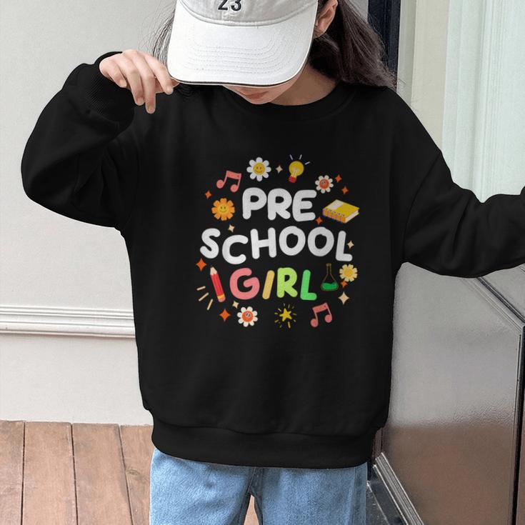 Cute Preschool Girl First Day Of School Back To School Graphic Kid Sweatshirt Cute Preschool Girl First Day Of School Back To School Graphic Kid Sweatshirt