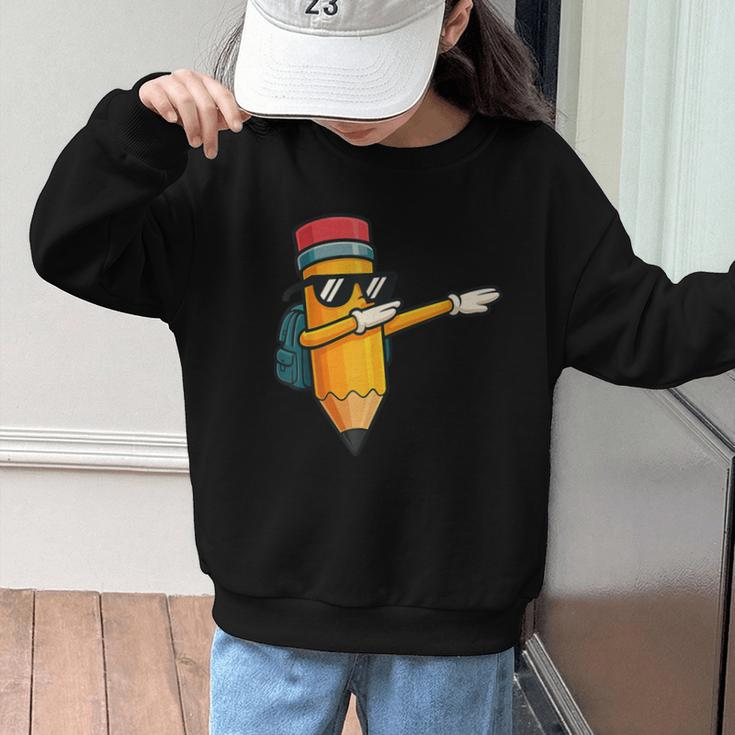 Dabbing Pencil Dancing Back To School First Day Student Boys Graphic Kid Sweatshirt Dabbing Pencil Dancing Back To School First Day Student Boys Graphic Kid Sweatshirt