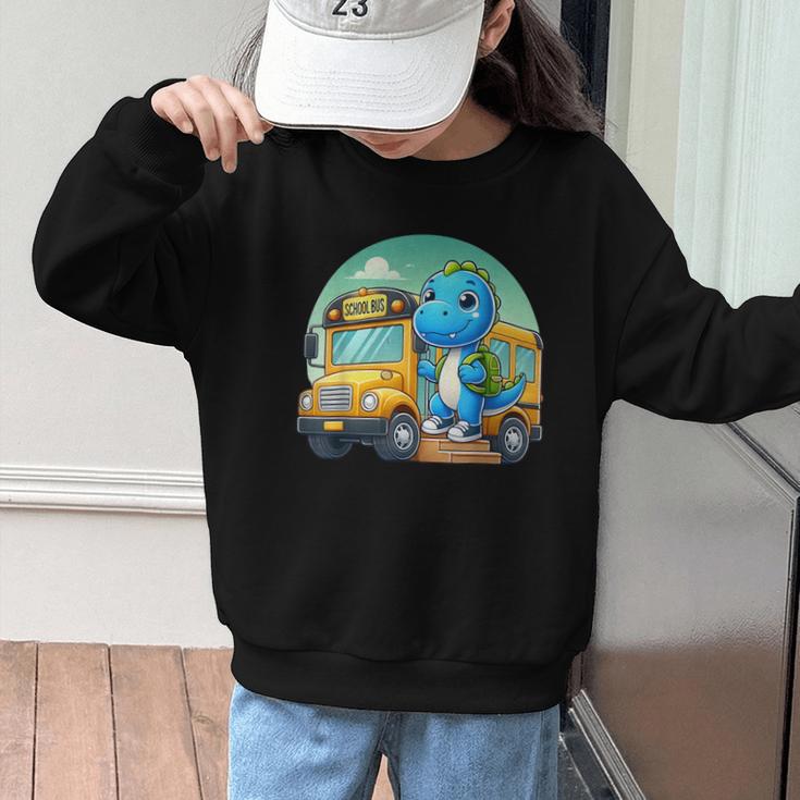 Dinosaur Kids Riding a Bus Back To School Ready To Crush Graphic Kid Sweatshirt Dinosaur Kids Riding a Bus Back To School Ready To Crush Graphic Kid Sweatshirt