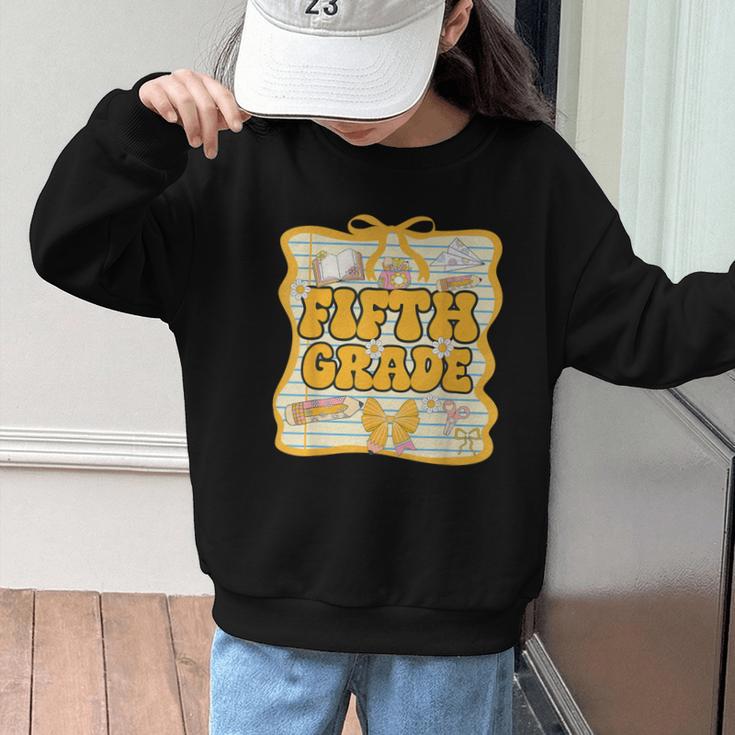 Fifth Grade Back To School Kids Girls Bow 5th Grade Groovy Graphic Kid Sweatshirt Fifth Grade Back To School Kids Girls Bow 5th Grade Groovy Graphic Kid Sweatshirt