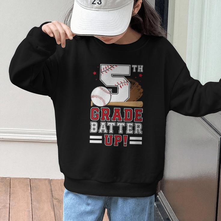 Fifth Grade Batter Up Baseball First Day Back To School Graphic Kid Sweatshirt