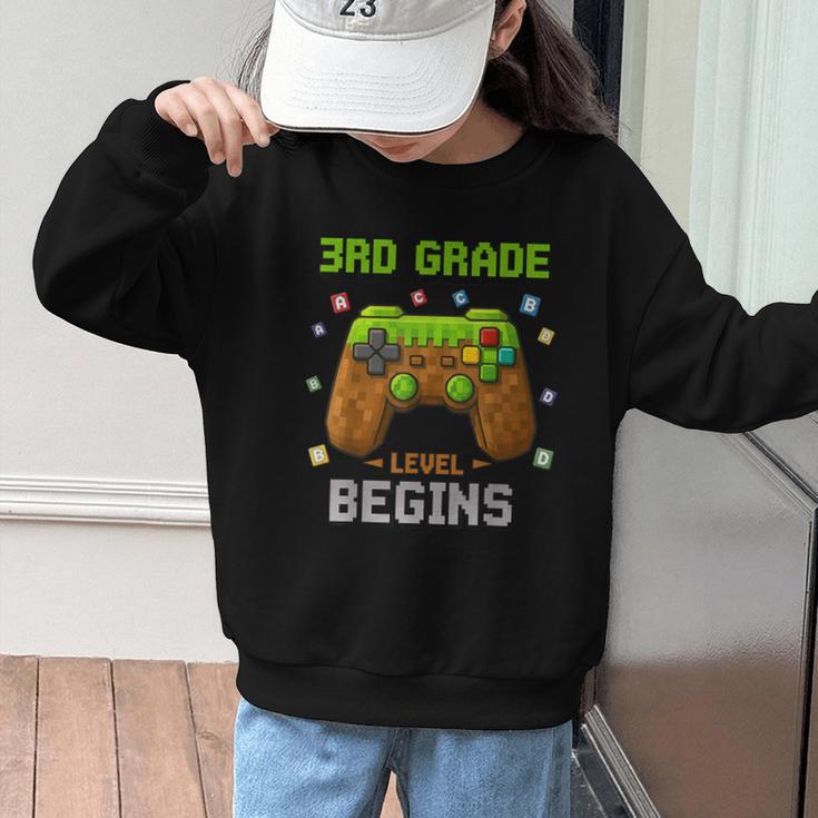 First Day Of 3rd Grade Level Begins Back To School Boy Graphic Kid Sweatshirt