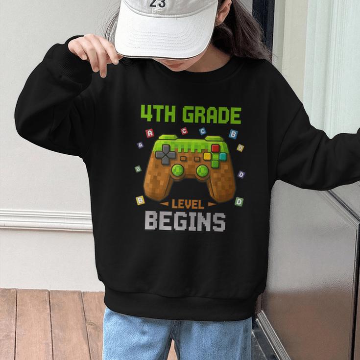 First Day Of 4th Grade Level Begins Back To School Boy Graphic Kid Sweatshirt