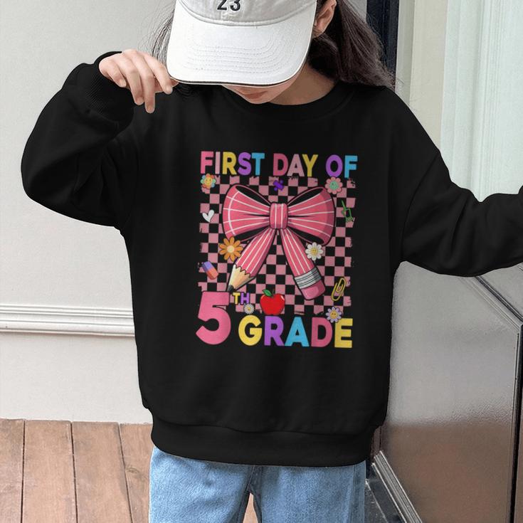 First Day Of 5th Grade Coquette Back To School Girls Kids Graphic Kid Sweatshirt First Day Of 5th Grade Coquette Back To School Girls Kids Graphic Kid Sweatshirt