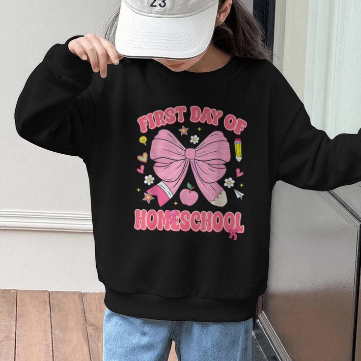 First Day Of Homeschool Coquette Back To School Girls Graphic Kid Sweatshirt First Day Of Homeschool Coquette Back To School Girls Graphic Kid Sweatshirt