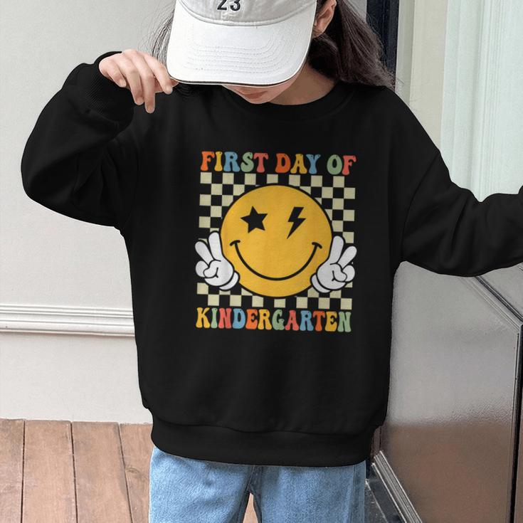 First Day Of Kindergarten Retro Back To School Girls Kids Graphic Kid Sweatshirt First Day Of Kindergarten Retro Back To School Girls Kids Graphic Kid Sweatshirt