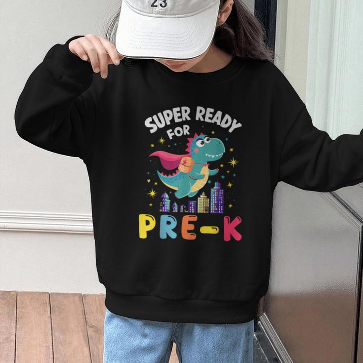 First Day Pre-K Back To School Dinosaur Graphic Kid Sweatshirt First Day Pre-K Back To School Dinosaur Graphic Kid Sweatshirt