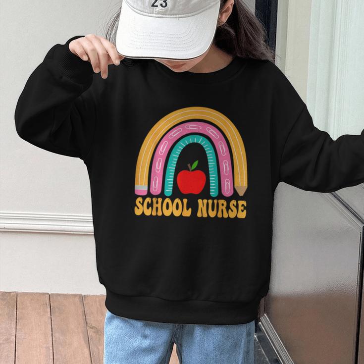 First Day Of School Nurse Back To School Rainbow Pencil Graphic Kid Sweatshirt First Day Of School Nurse Back To School Rainbow Pencil Graphic Kid Sweatshirt