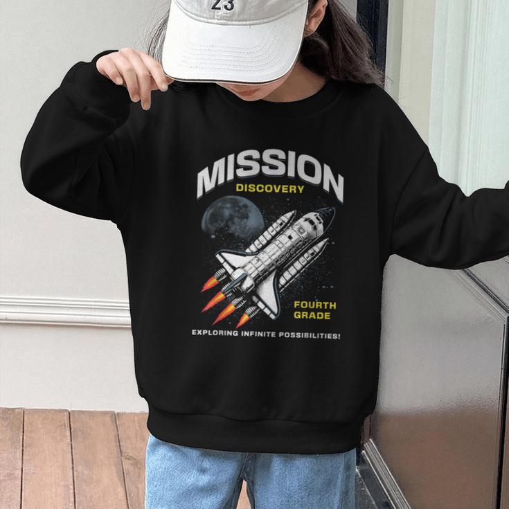 Fourth Grade Back To School Space Rocket Astronaut Graphic Kid Sweatshirt