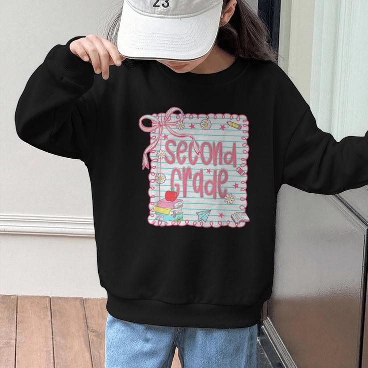 Girls Second Grade Coquette Bow Pink Preppy Back To School Graphic Kid Sweatshirt Girls Second Grade Coquette Bow Pink Preppy Back To School Graphic Kid Sweatshirt