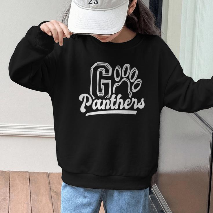 Go Cheer Panthers School Spirit Team Panther Back To School Graphic Kid Sweatshirt Go Cheer Panthers School Spirit Team Panther Back To School Graphic Kid Sweatshirt