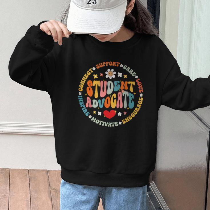 Groovy Student Advocate Appreciation Back To School Graphic Kid Sweatshirt Groovy Student Advocate Appreciation Back To School Graphic Kid Sweatshirt