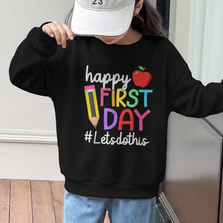 Happy First Day Let's Do This Welcome Back To School Tie Dye Graphic Kid Sweatshirt