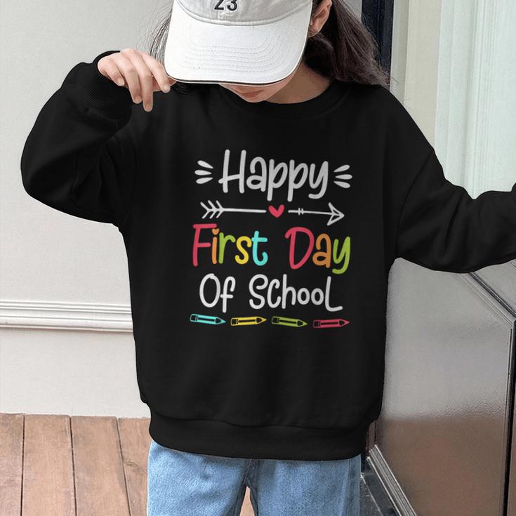 Happy First Day Of School Back To School Kids Students Graphic Kid Sweatshirt Happy First Day Of School Back To School Kids Students Graphic Kid Sweatshirt