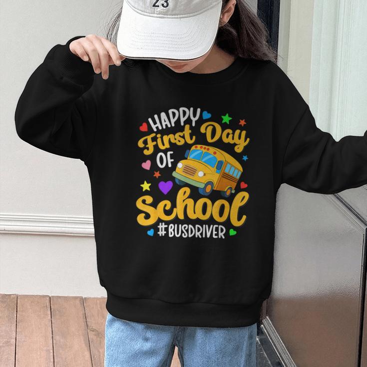 Happy First Day Of School Bus Driver Back To School Graphic Kid Sweatshirt