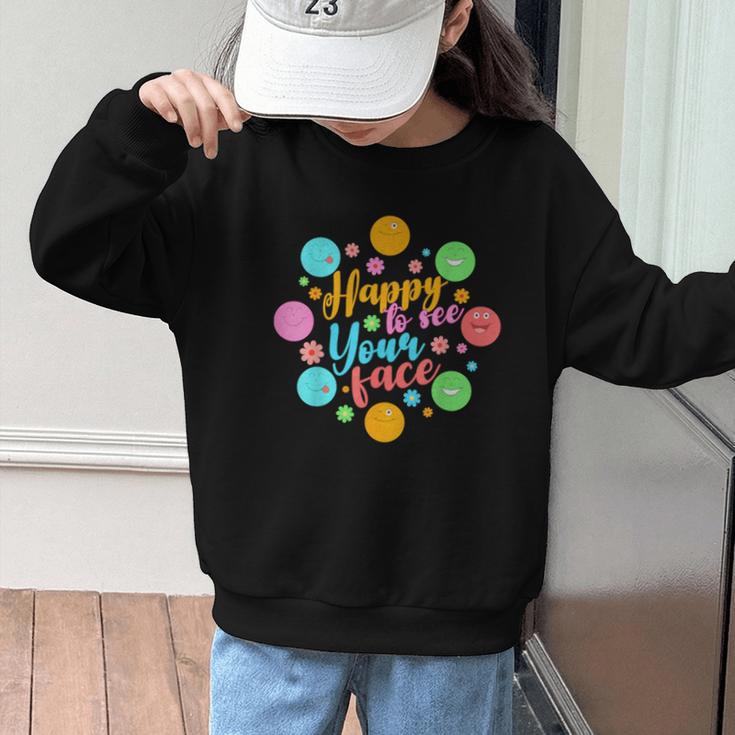 Happy To See Your Face Colorful Ball Back To School Graphic Kid Sweatshirt