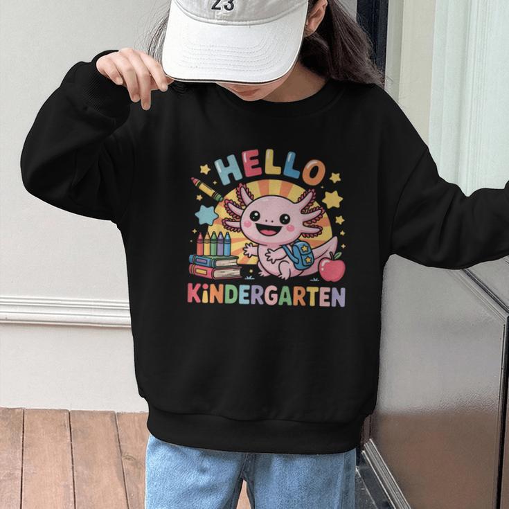 Hello Kindergarten Axolotl Back To School For Kids Graphic Kid Sweatshirt