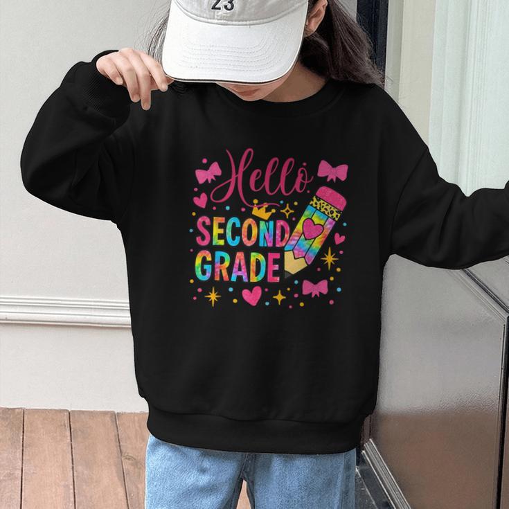 Hello Second Grade Colorful Pencil Tie Dye Back To School Graphic Kid Sweatshirt