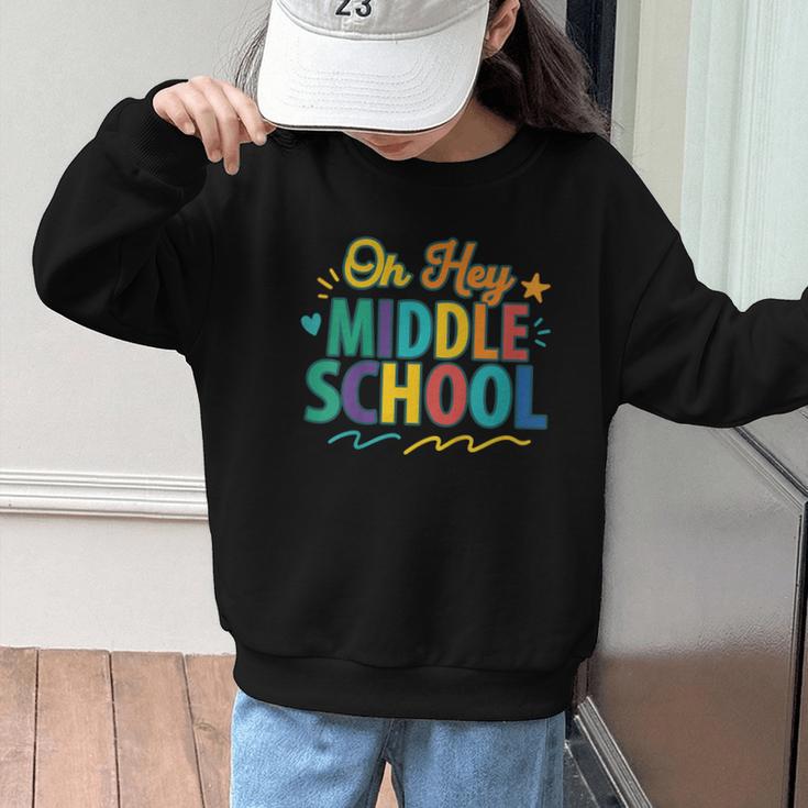 Hey Middle School First Day Back To School Students Graphic Kid Sweatshirt