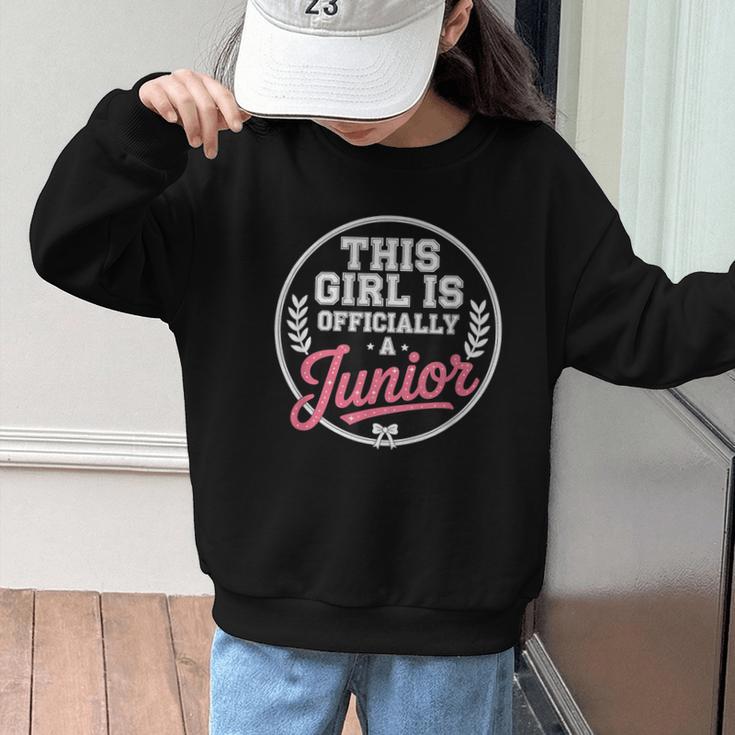 Highschool Girls Back To School 2025 First Day A Junior Graphic Kid Sweatshirt Highschool Girls Back To School 2025 First Day A Junior Graphic Kid Sweatshirt