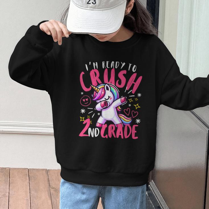 I'm Ready To Crush 2nd Grade Dabbing Unicorn Back To School Graphic Kid Sweatshirt I'm Ready To Crush 2nd Grade Dabbing Unicorn Back To School Graphic Kid Sweatshirt