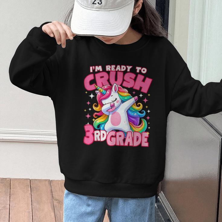 I'm Ready To Crush 3rd Grade Dabbing Unicorn Back To School Graphic Kid Sweatshirt I'm Ready To Crush 3rd Grade Dabbing Unicorn Back To School Graphic Kid Sweatshirt