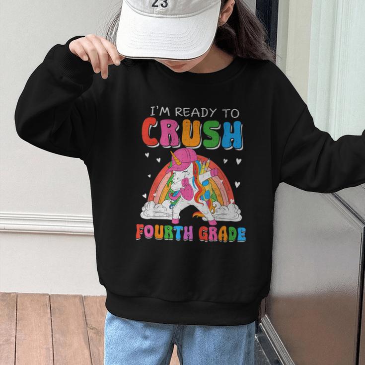 I'm Ready To Crush Fourth Grade Unicorn Back To School Girls Graphic Kid Sweatshirt