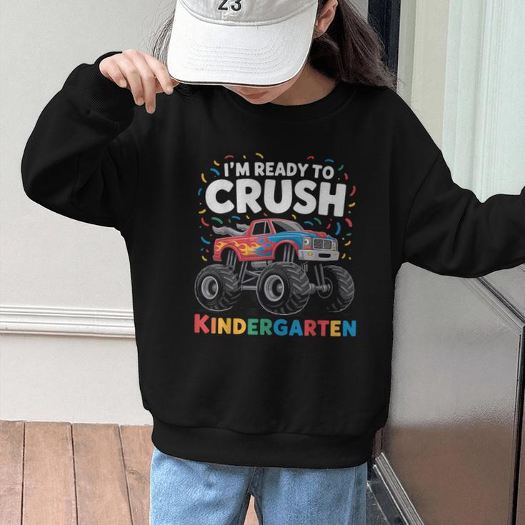 I'm Ready To Crush Kindergarten Monster Truck Back To School Graphic Kid Sweatshirt I'm Ready To Crush Kindergarten Monster Truck Back To School Graphic Kid Sweatshirt