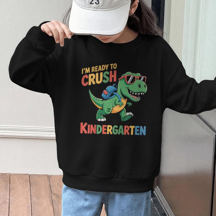 I'm Ready To Crush Kindergarten T-Rex Back To School Dino Graphic Kid Sweatshirt
