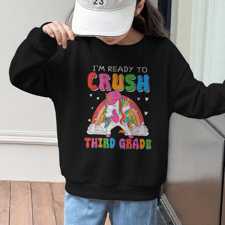 I'm Ready To Crush Third Grade Unicorn Back To School Girls Graphic Kid Sweatshirt I'm Ready To Crush Third Grade Unicorn Back To School Girls Graphic Kid Sweatshirt