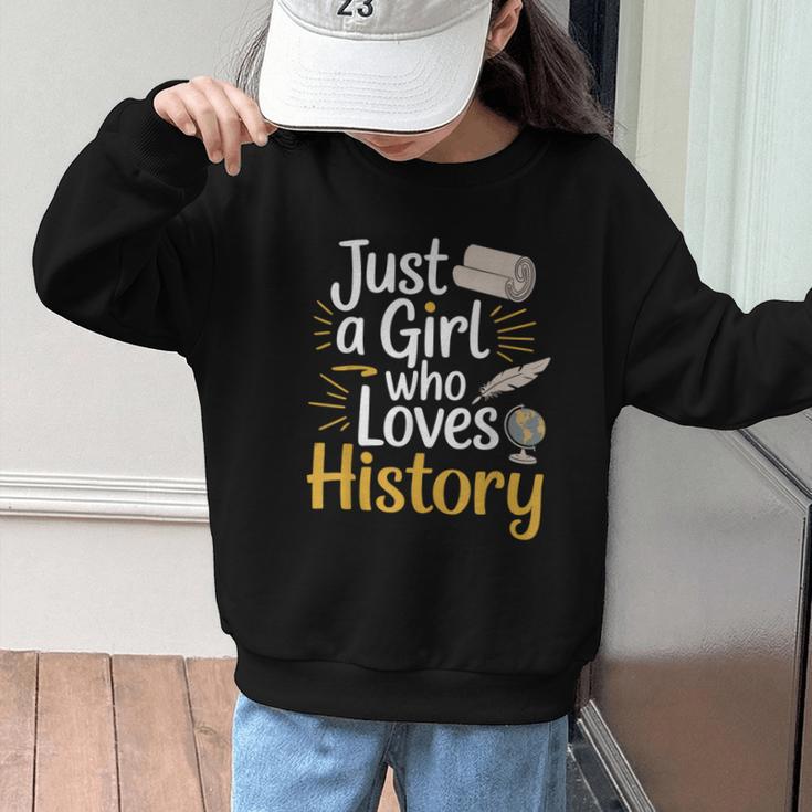 Just a Girl Who Loves History Cute Back To School Kids Girls Graphic Kid Sweatshirt
