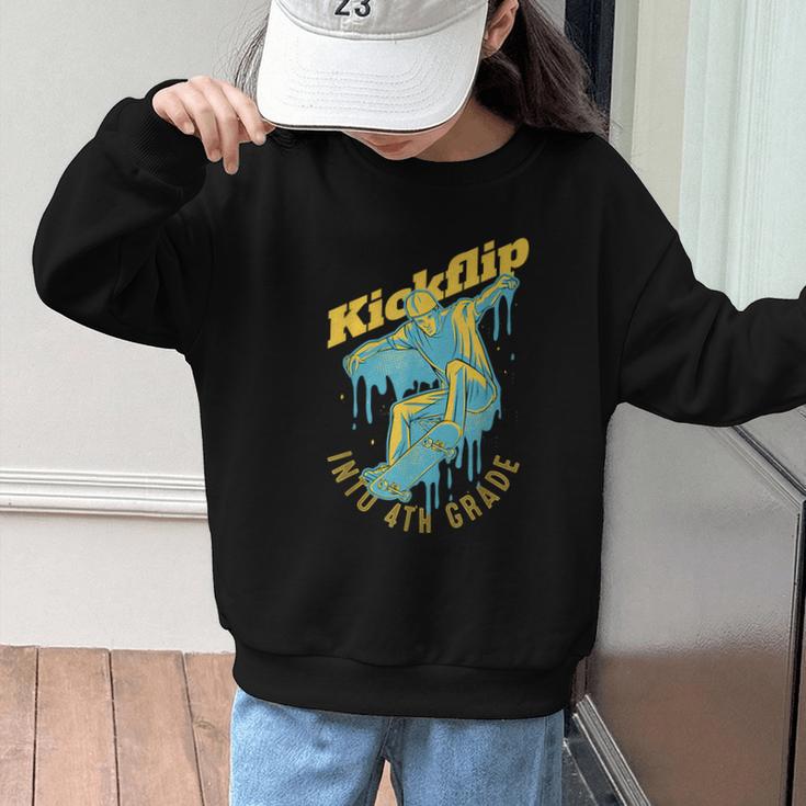 Kickflip Into 4th Grade Skateboard Lover Back To School Graphic Kid Sweatshirt Kickflip Into 4th Grade Skateboard Lover Back To School Graphic Kid Sweatshirt