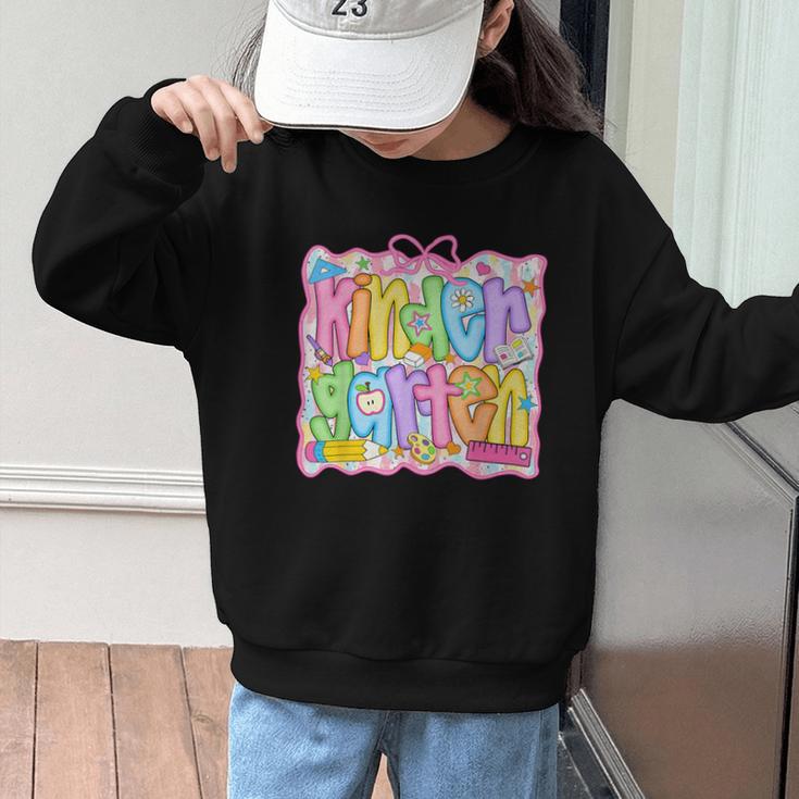 Kindergarten Coquette Bow Back To School Kinder Girl Kids Graphic Kid Sweatshirt Kindergarten Coquette Bow Back To School Kinder Girl Kids Graphic Kid Sweatshirt