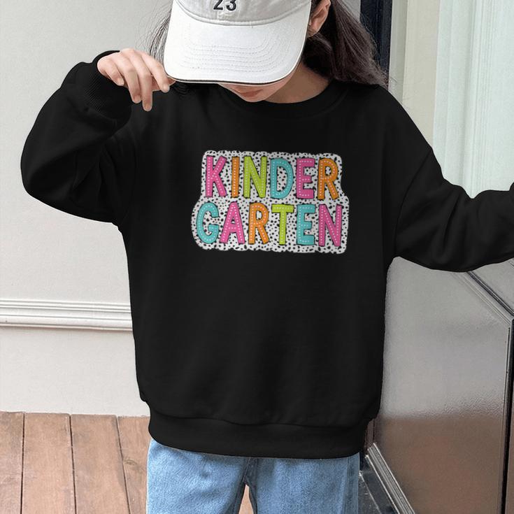 Kindergarten Dalmatian Dots Dream Team Back To School Graphic Kid Sweatshirt Kindergarten Dalmatian Dots Dream Team Back To School Graphic Kid Sweatshirt