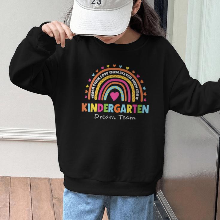 Kindergarten Dream Team Rainbow Welcome Back To School Graphic Kid Sweatshirt Kindergarten Dream Team Rainbow Welcome Back To School Graphic Kid Sweatshirt
