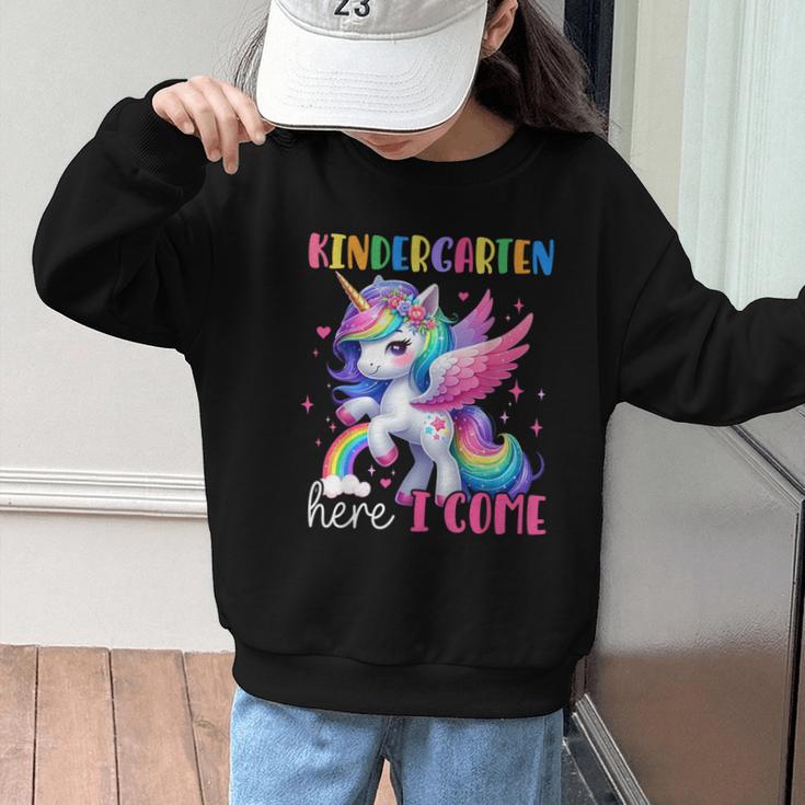 Kindergarten Here I Come Unicorn Girls Kids Back To School Graphic Kid Sweatshirt