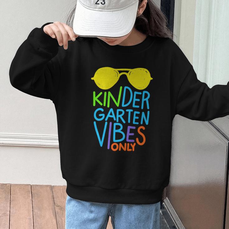 Kindergarten Vibes Only Glow Sunglasses Back To School Graphic Kid Sweatshirt Kindergarten Vibes Only Glow Sunglasses Back To School Graphic Kid Sweatshirt