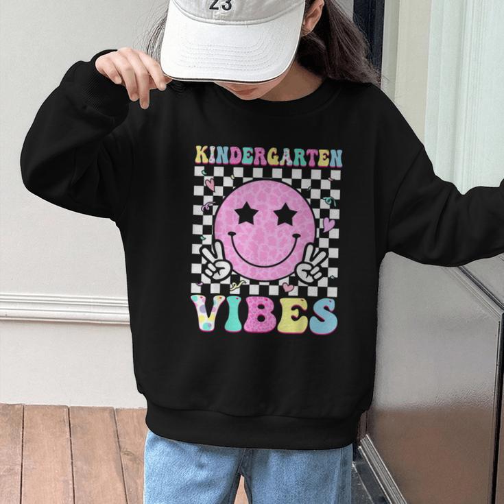 Kindergarten Vibes Groovy Back To School Kinder Girls Kids Graphic Kid Sweatshirt Kindergarten Vibes Groovy Back To School Kinder Girls Kids Graphic Kid Sweatshirt