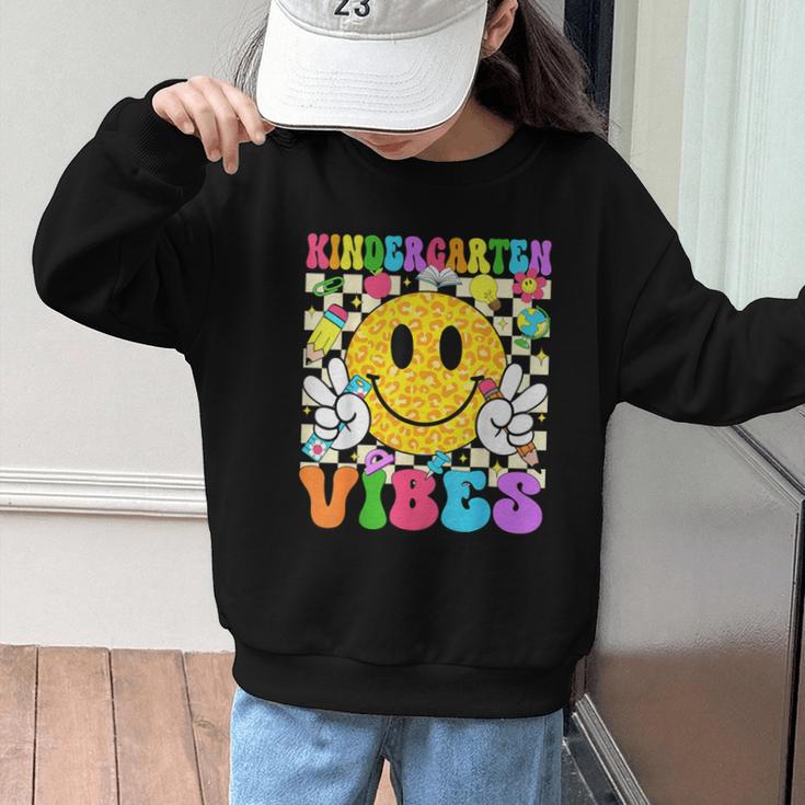 Kindergarten Vibes Smile Face Back To School Kinder Girl Kid Graphic Kid Sweatshirt Kindergarten Vibes Smile Face Back To School Kinder Girl Kid Graphic Kid Sweatshirt