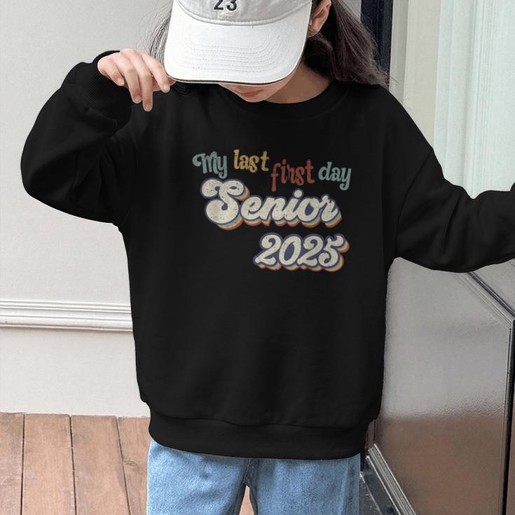 My Last First Day Senior 2025 Back To School Vintage Cool Graphic Kid Sweatshirt My Last First Day Senior 2025 Back To School Vintage Cool Graphic Kid Sweatshirt