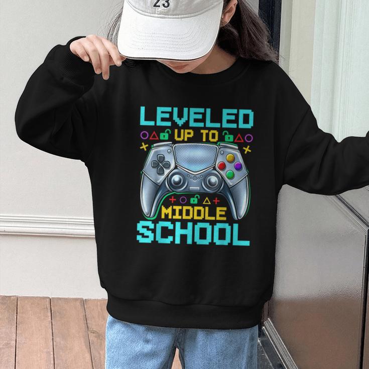 Leveled Up To Middle School Video Gamer Back To School Boys Graphic Kid Sweatshirt Leveled Up To Middle School Video Gamer Back To School Boys Graphic Kid Sweatshirt