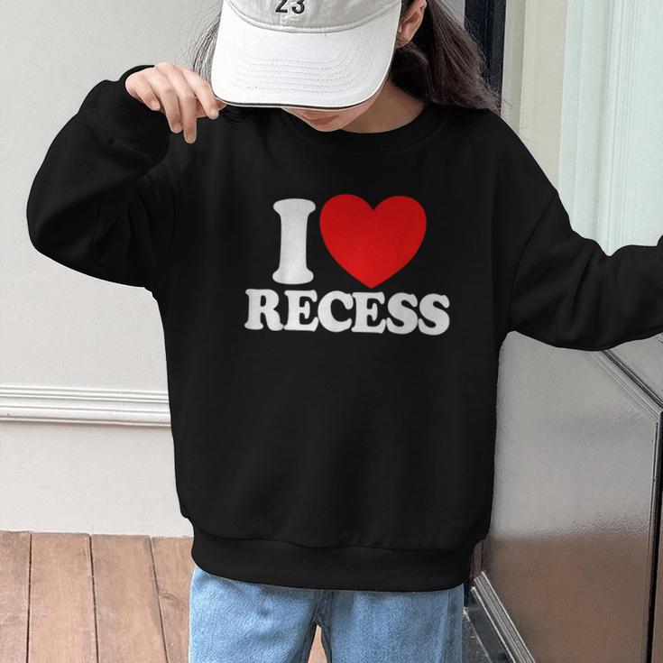 I Love Recess Red Heart Back To School Kids Recess Graphic Kid Sweatshirt