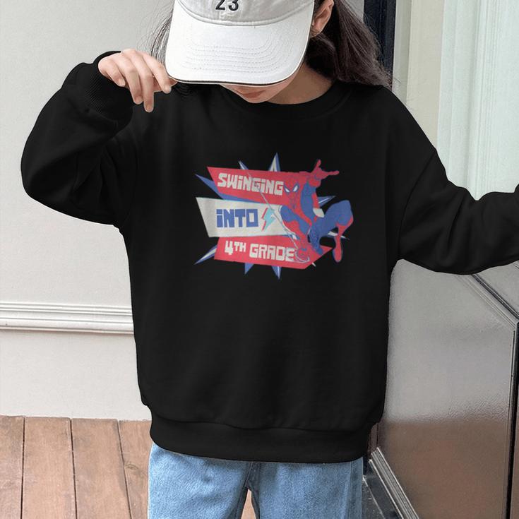 Marvel Spider-Man Swinging Into 4th Grade Back To School Graphic Kid Sweatshirt Marvel Spider-Man Swinging Into 4th Grade Back To School Graphic Kid Sweatshirt