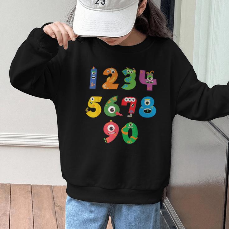 Monster Numbers Learning Cute Numbers 0-9 Back To School Graphic Kid Sweatshirt Monster Numbers Learning Cute Numbers 0-9 Back To School Graphic Kid Sweatshirt