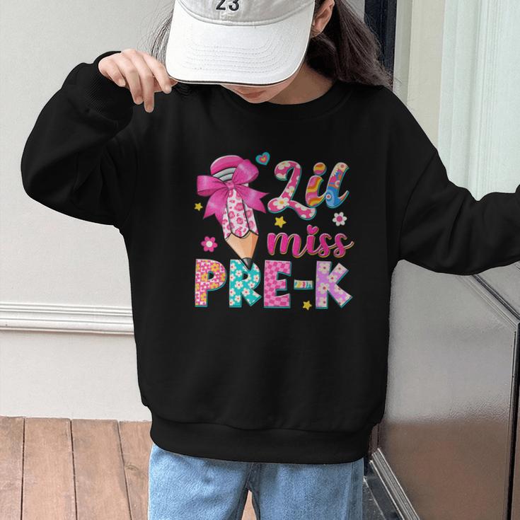 Pencil Bow Lil Miss Pre-K Pre-K Back To School Graphic Kid Sweatshirt Pencil Bow Lil Miss Pre-K Pre-K Back To School Graphic Kid Sweatshirt
