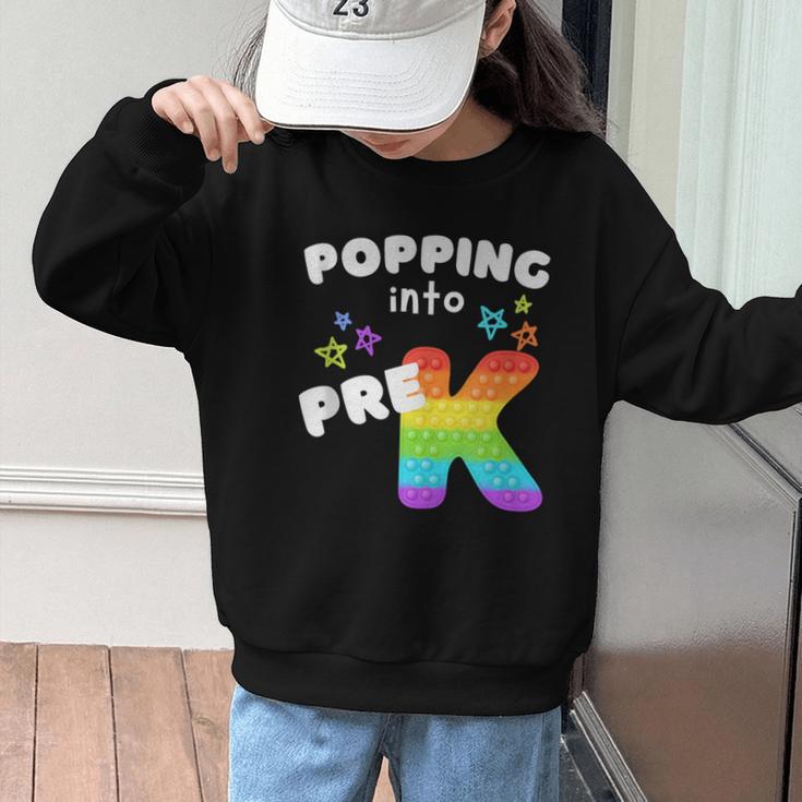 Popping Into Pre K Kid's Back To School Pop It Fidget Toy Graphic Kid Sweatshirt