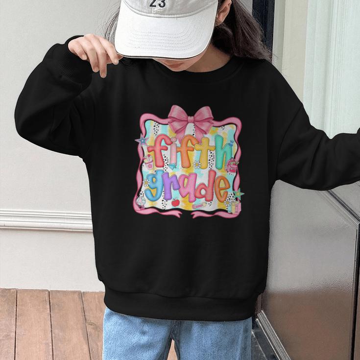 Preppy Back To School Fifth Grade Coquette Bow Women Girl Graphic Kid Sweatshirt Preppy Back To School Fifth Grade Coquette Bow Women Girl Graphic Kid Sweatshirt