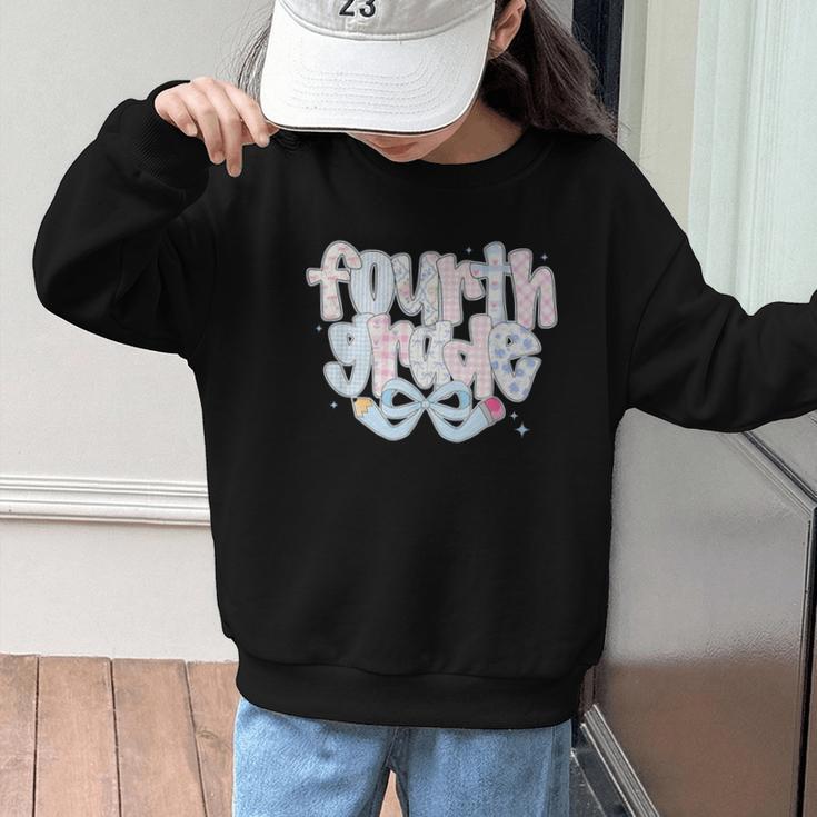 Preppy Fourth Grade Back To School Coquette 4th Grade Graphic Kid Sweatshirt Preppy Fourth Grade Back To School Coquette 4th Grade Graphic Kid Sweatshirt