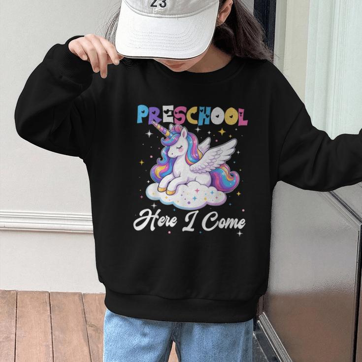 Preschool Here I Come Unicorn Back To School Girl Student Graphic Kid Sweatshirt Preschool Here I Come Unicorn Back To School Girl Student Graphic Kid Sweatshirt