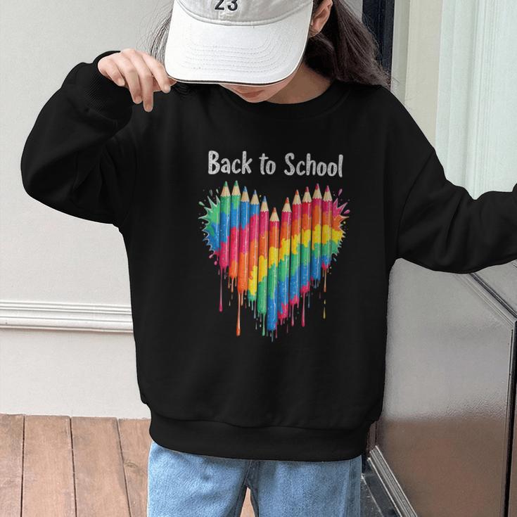 Rainbow Pencil Heart Back To School Creative Graphic Kid Sweatshirt Rainbow Pencil Heart Back To School Creative Graphic Kid Sweatshirt